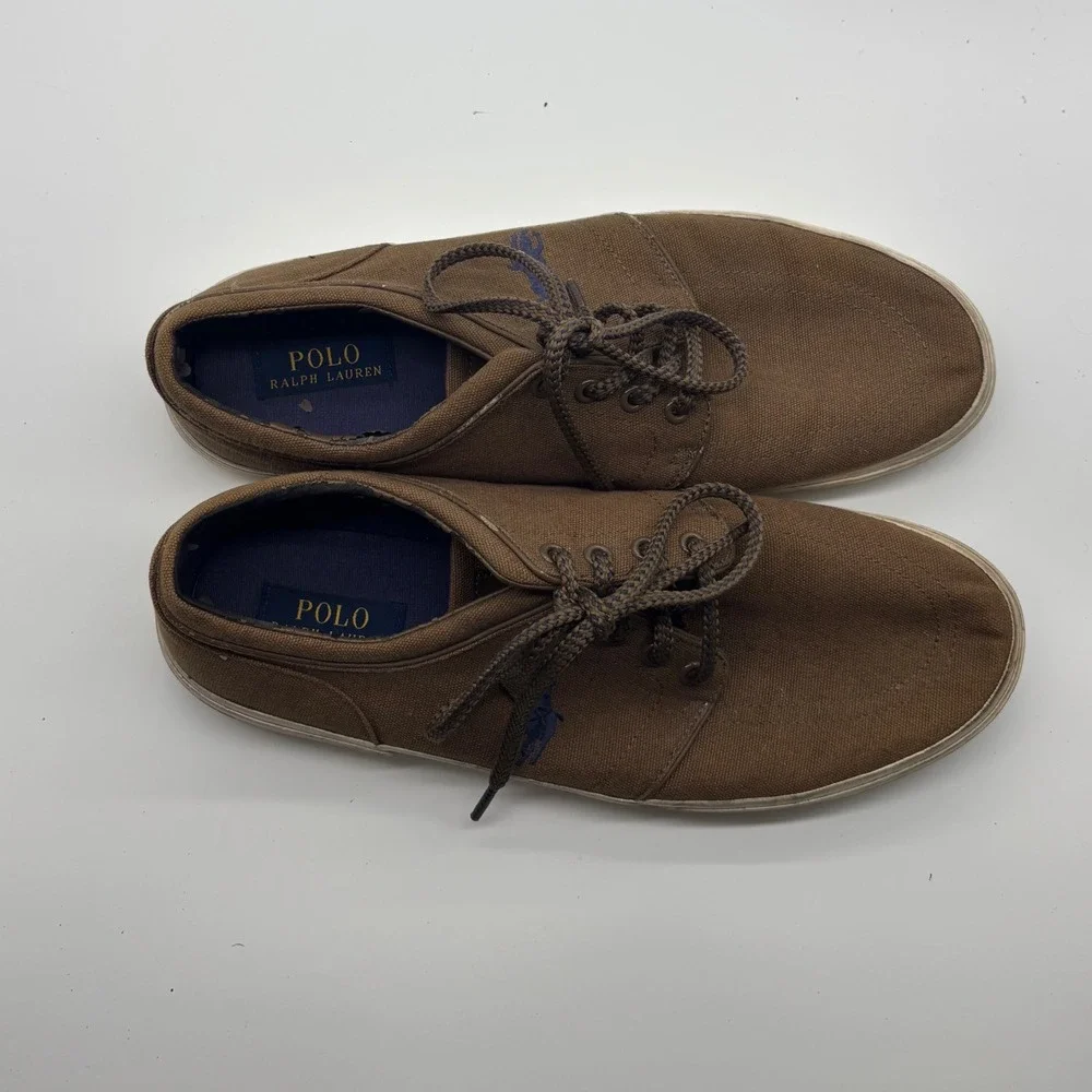 Polo Ralph Lauren Faxon Low Brown Canvas Sneakers Mens 12D